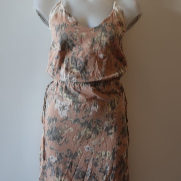 WINTER KATE LT BROWN/GRAY/WHITE PRINT MAXI DRESS SZ XS - Picture 4 of 9